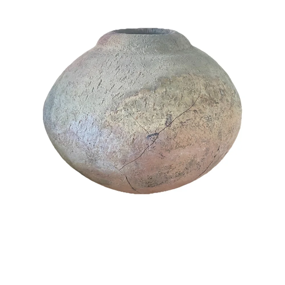 Studio Art Roku Pottery Large Round Vase, Signed—Vintage SW Earthy Pastels